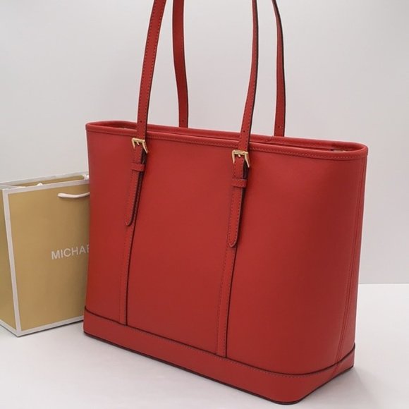 MICHAEL KORS JET SET TRAVEL LARGE TOP ZIP SHOULDER TOTE FLAME - Picture 14 of 16